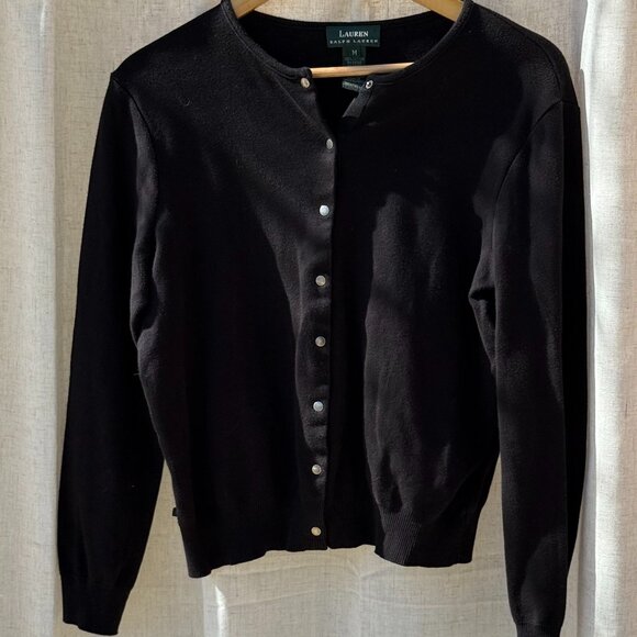 Ralph Lauren Black Cardigan Sweater – Size M (Vintage) - Picture 2 of 4